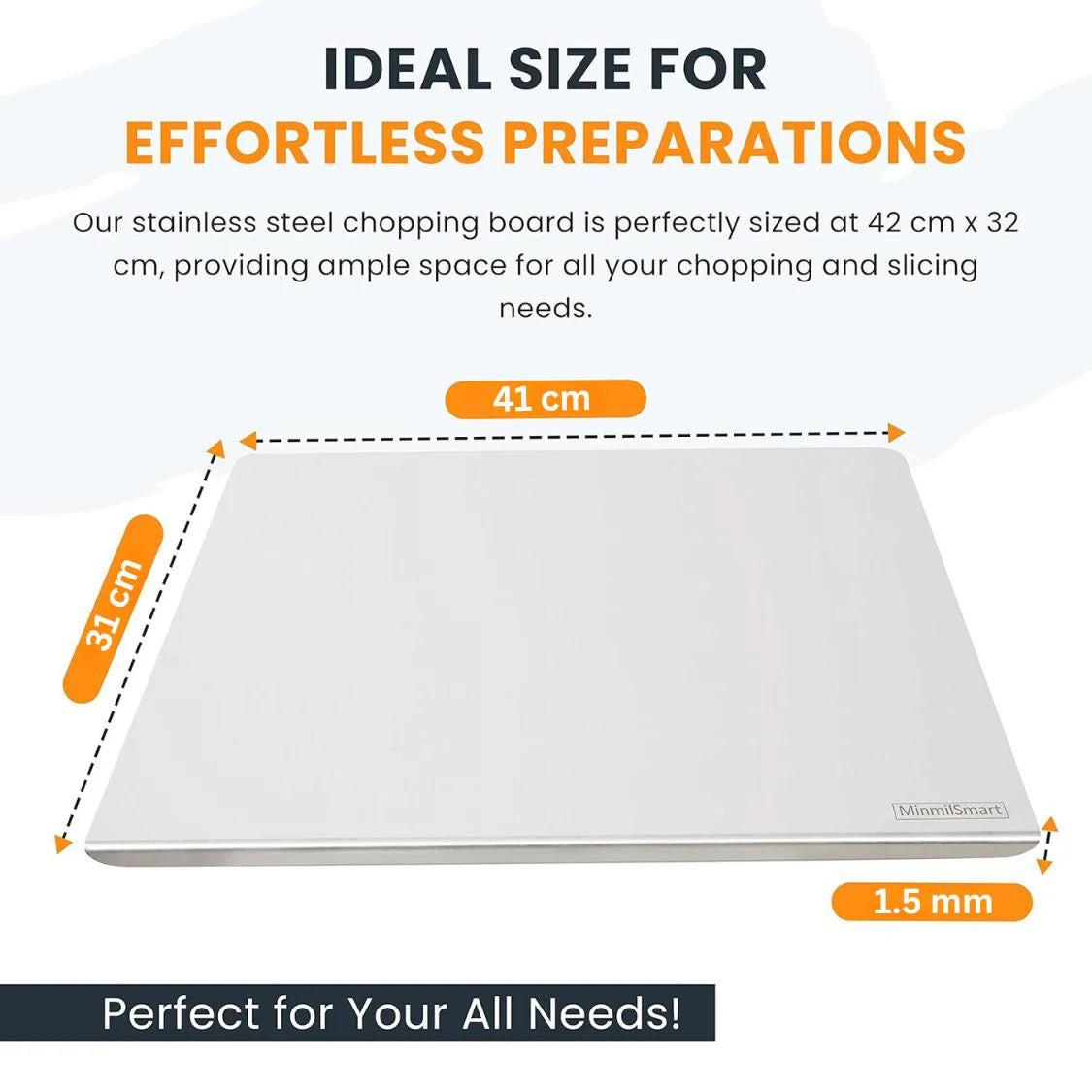 Original Stainless Steel Countertop Chopping Board ( Made with Original JSW Stainless Steel)