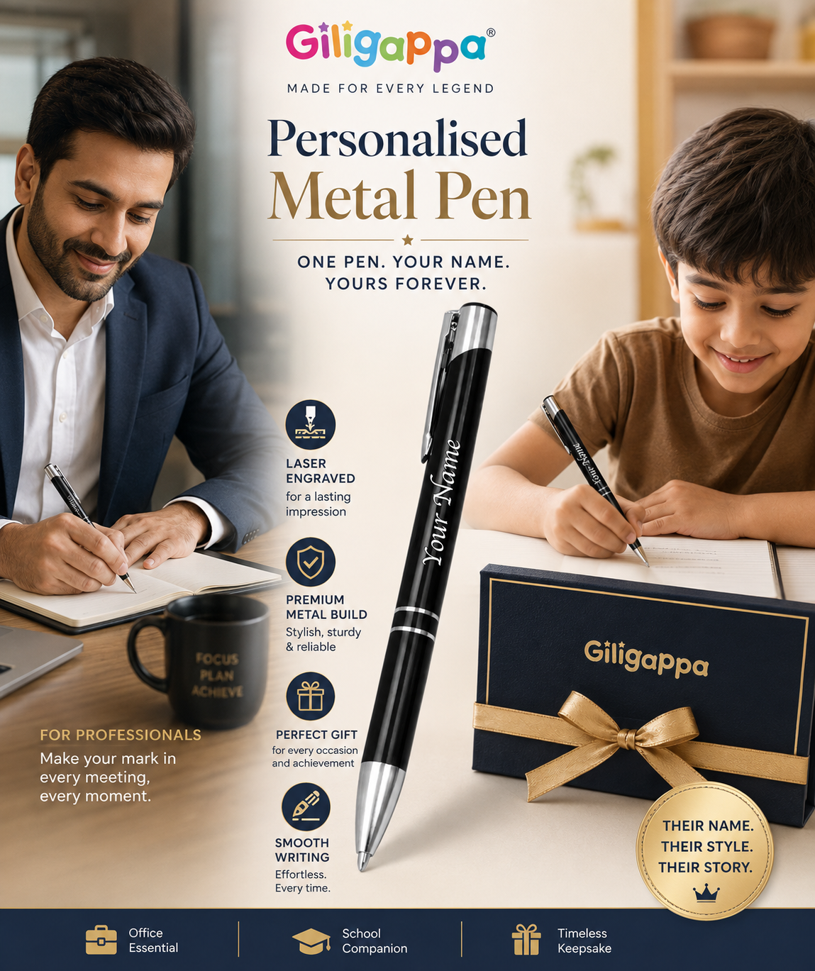 Personalised Metal Ball Pen (Ink: Blue)