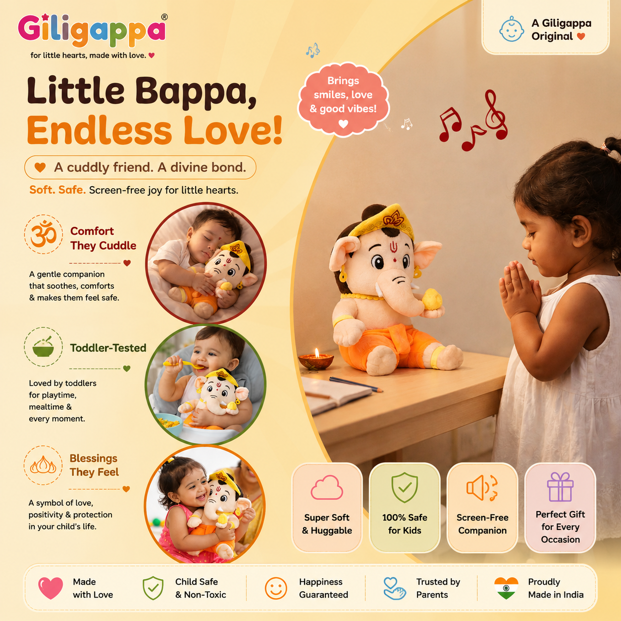 Giligappa Mantra Chanting Ganesha Plush Toy | Soulful Sound Buddy for Kids