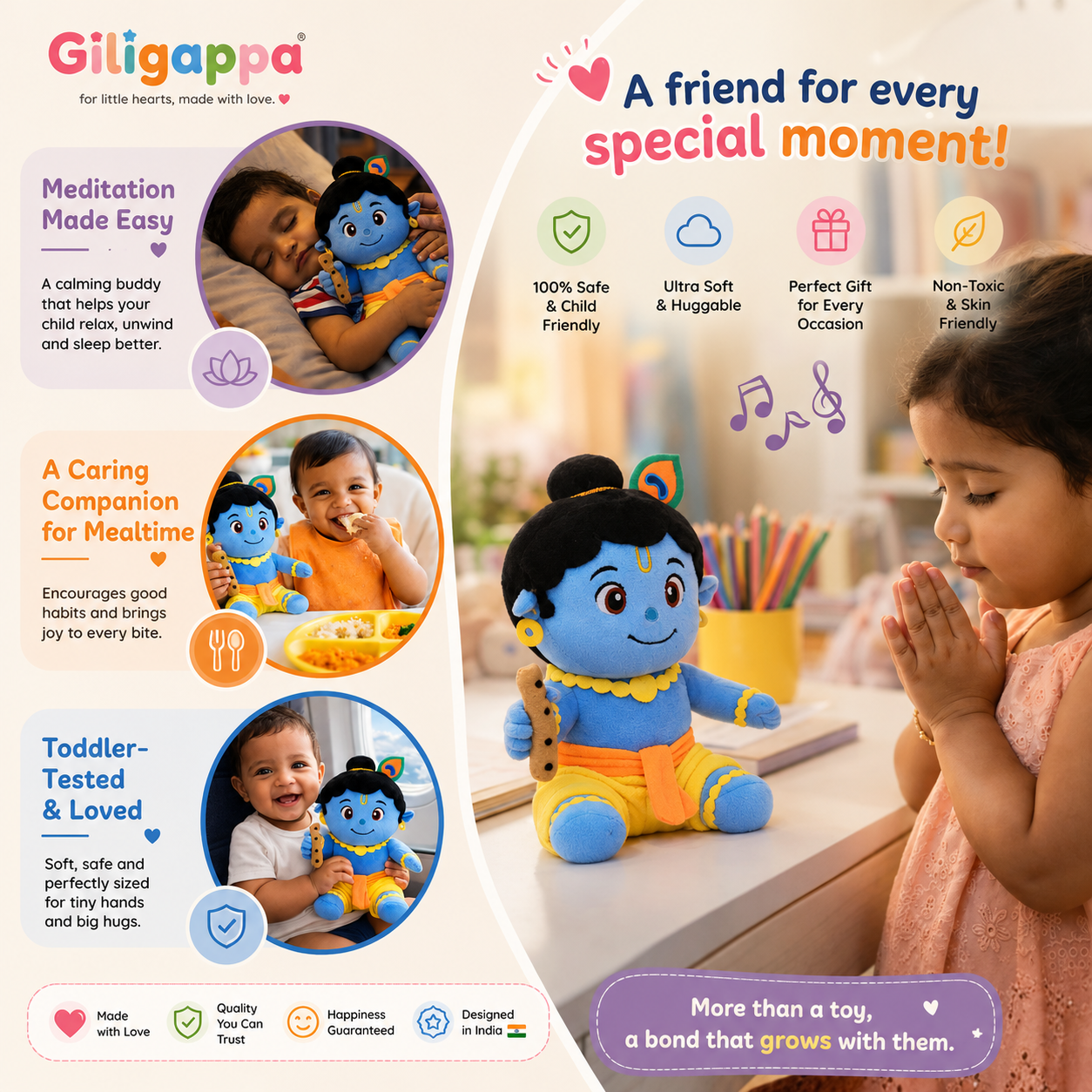 Giligappa Mantra Chanting Krishna Plush Toy | Soulful Sound Buddy for Kids