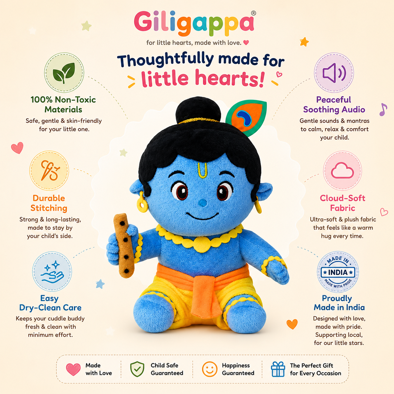 Giligappa Mantra Chanting Krishna Plush Toy | Soulful Sound Buddy for Kids
