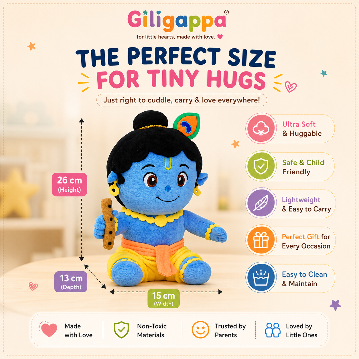 Giligappa Mantra Chanting Krishna Plush Toy | Soulful Sound Buddy for Kids